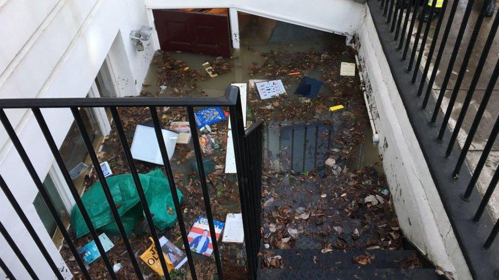 Flooded stairwell