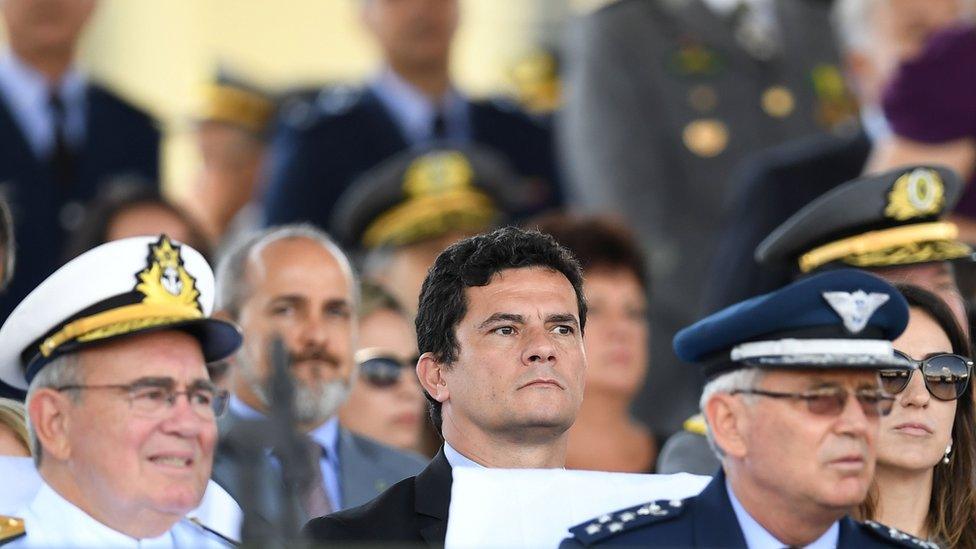 Judge Sergio Moro (c), who leads Operation Car Wash