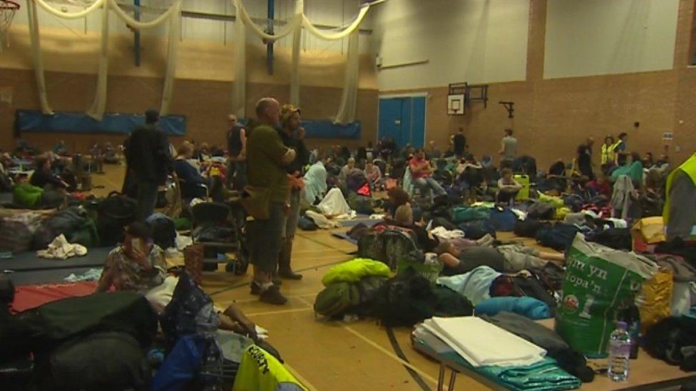 People took refuge in Porthmadog's Glaslyn leisure centre on Sunday night