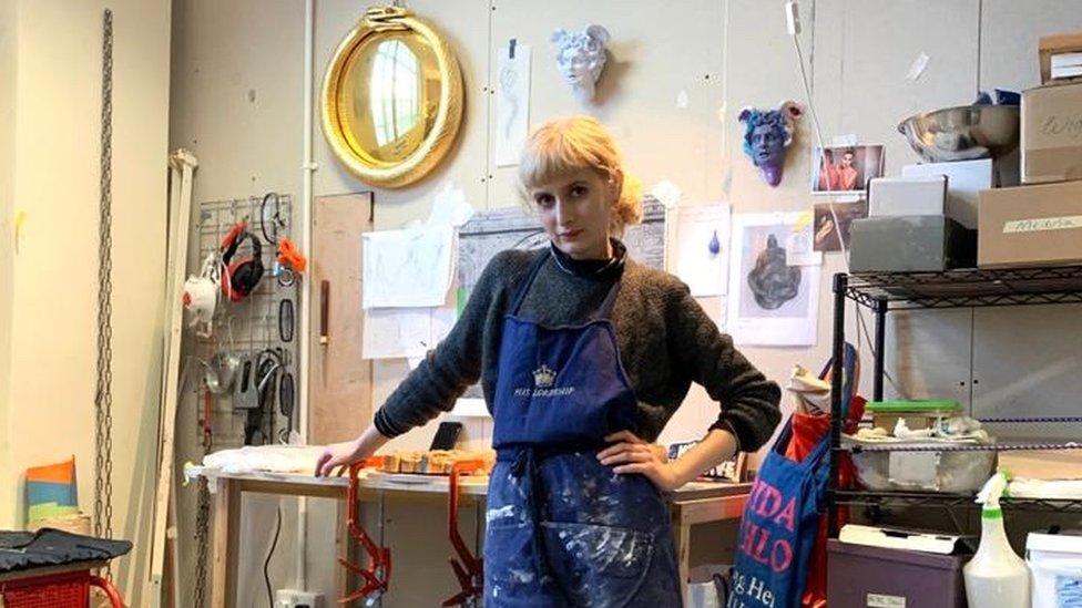 Sarah Davis in her art studio