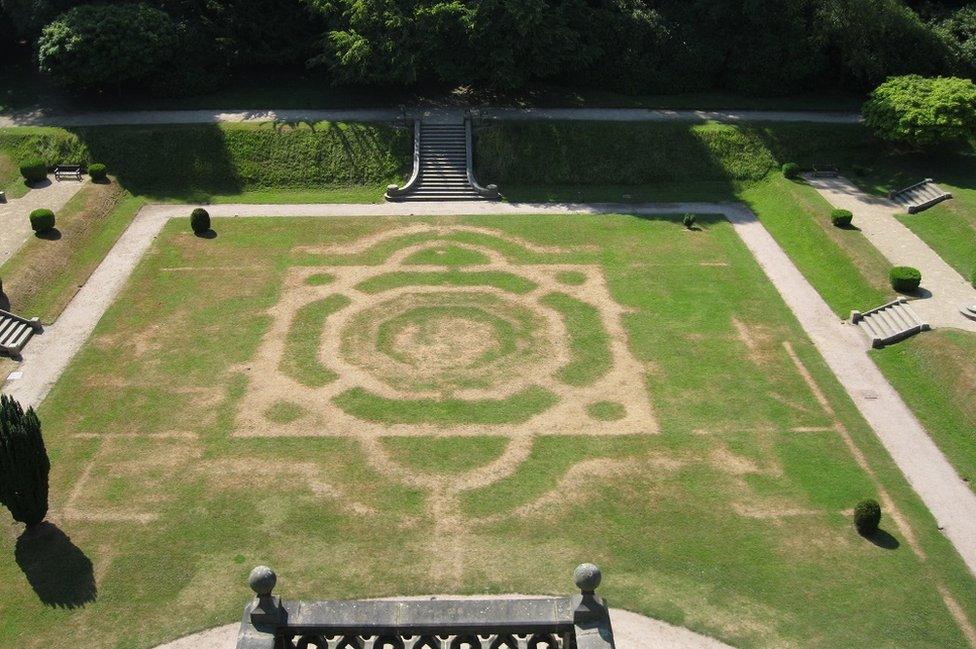 Victorian garden outline at Gawthorpe Hall