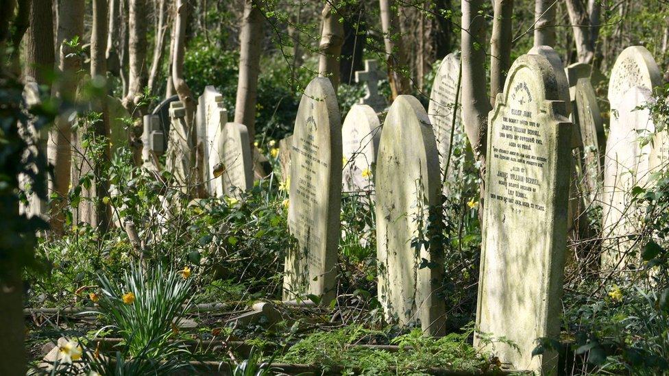 Graves in Highgate cemetery