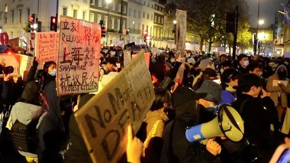 Protest outside the Chinese embassy