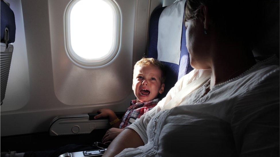 Baby crying on a plane