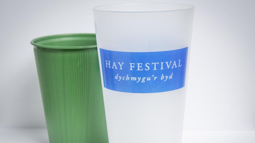 Reusable cups used at this year's Hay Festival