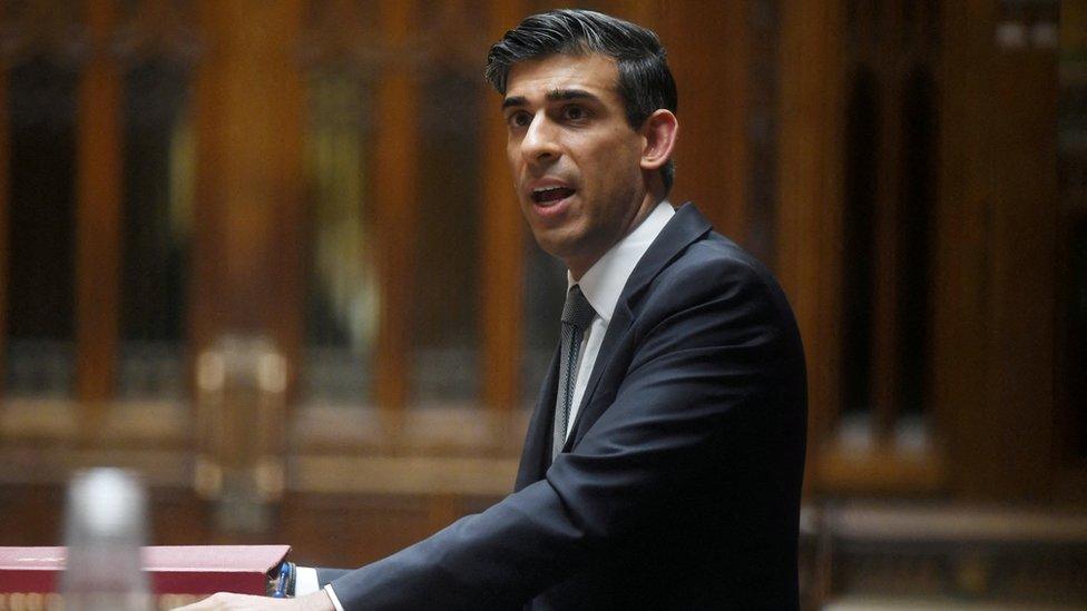 Chancellor Rishi Sunak seen speaking in the Commons