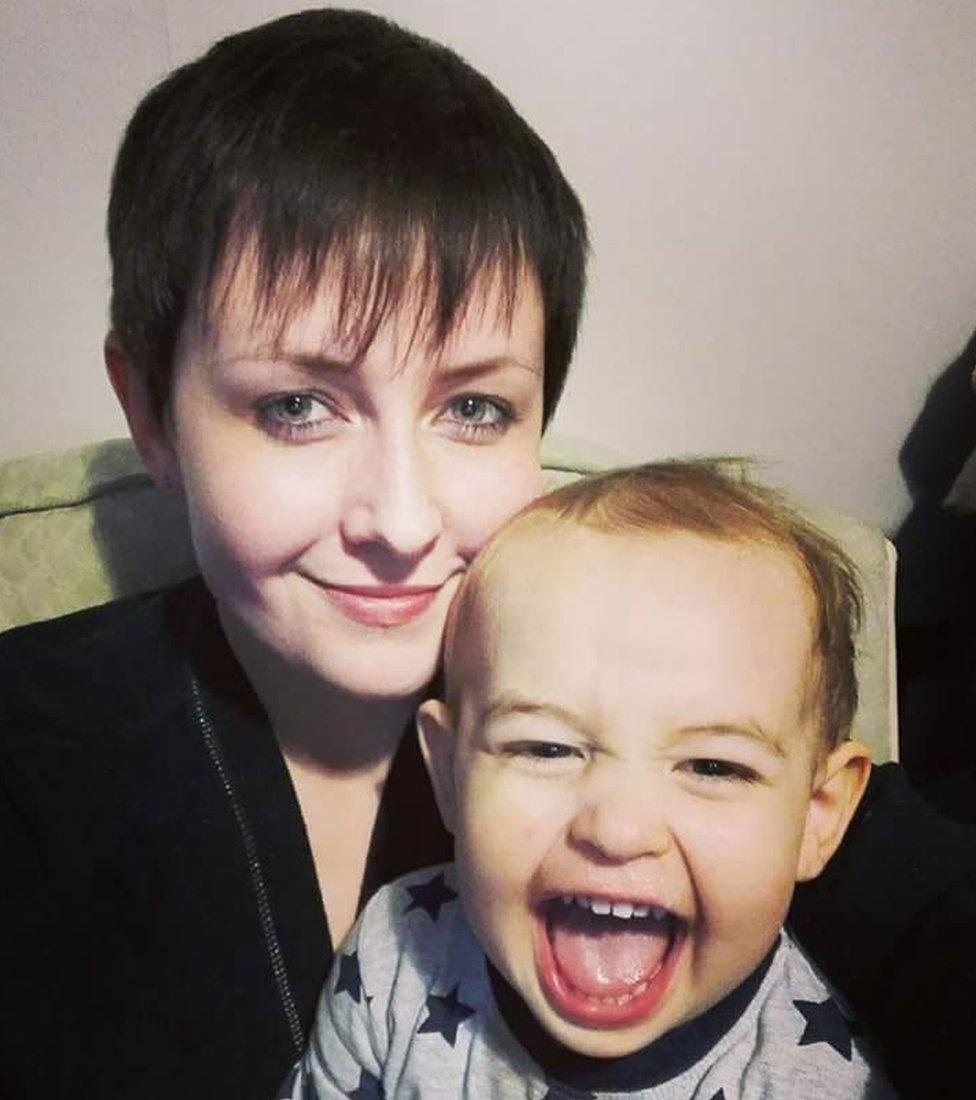 Heather with her son
