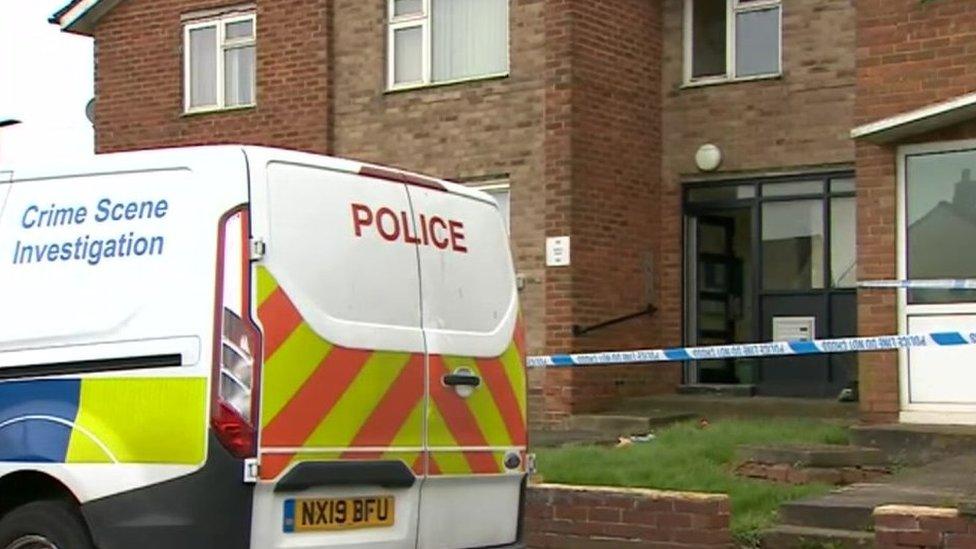 Police van and cordon outside a property on Ketton Road