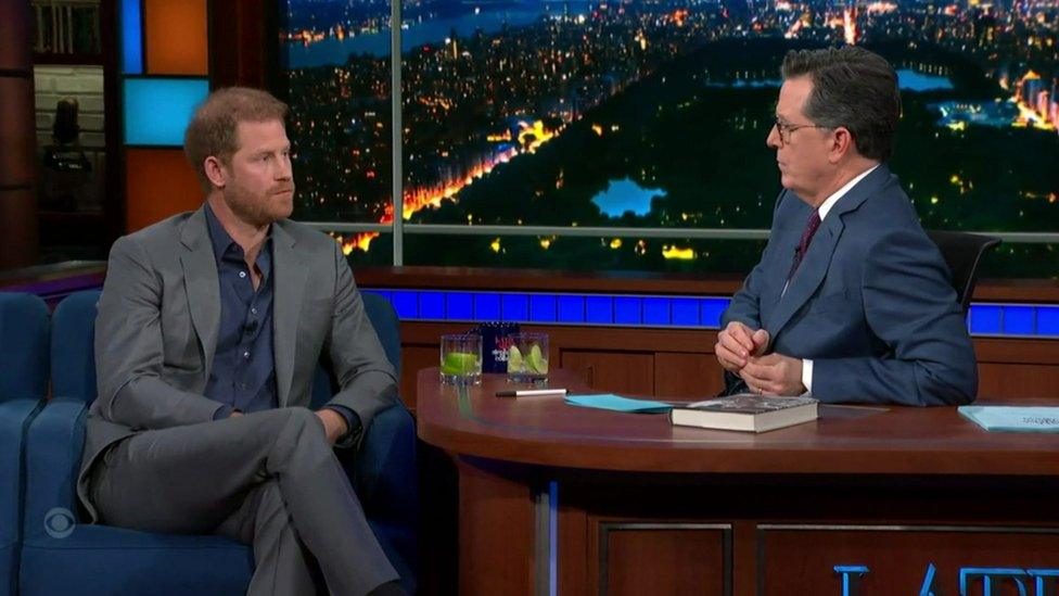 Prince Harry on the Late Show With Stephen Colbert