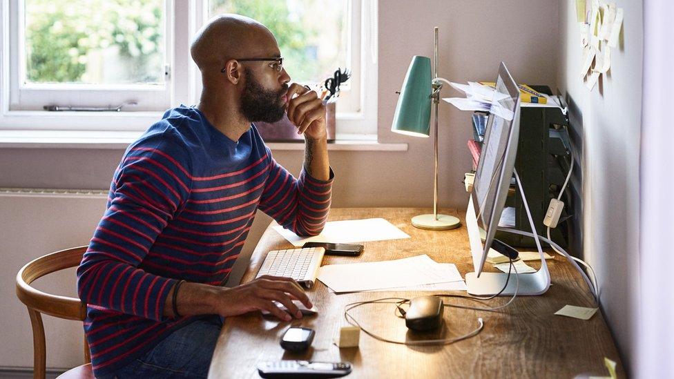 A man working from home