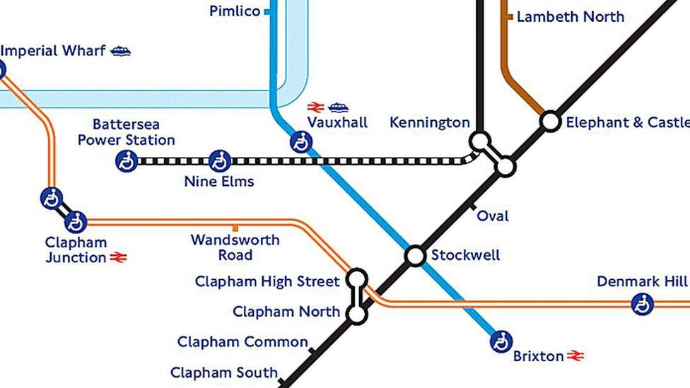 Tube map showing new station