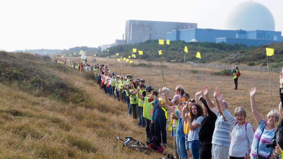 Protestors against Sizewell c nuclear plant