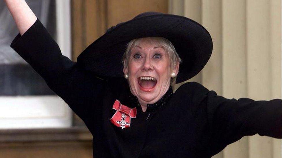 Liz Dawn receiving her MBE