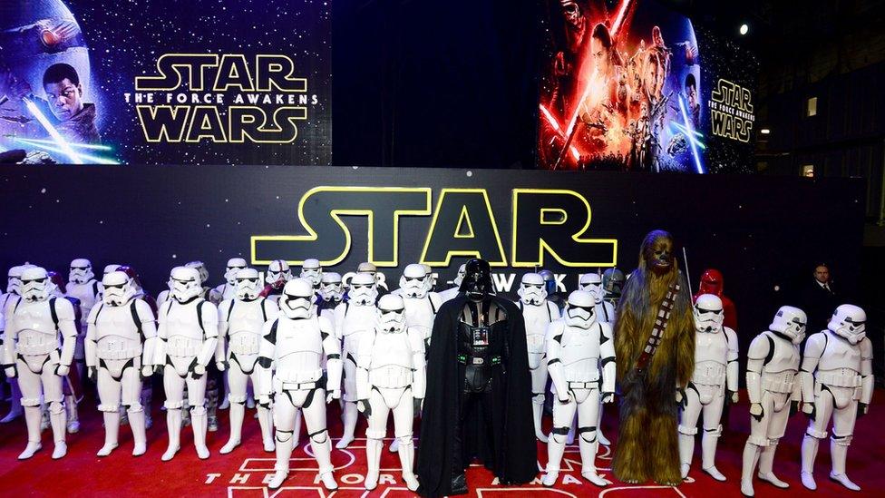 Darth Vader and Stormtroopers at Star Wars premiere in London