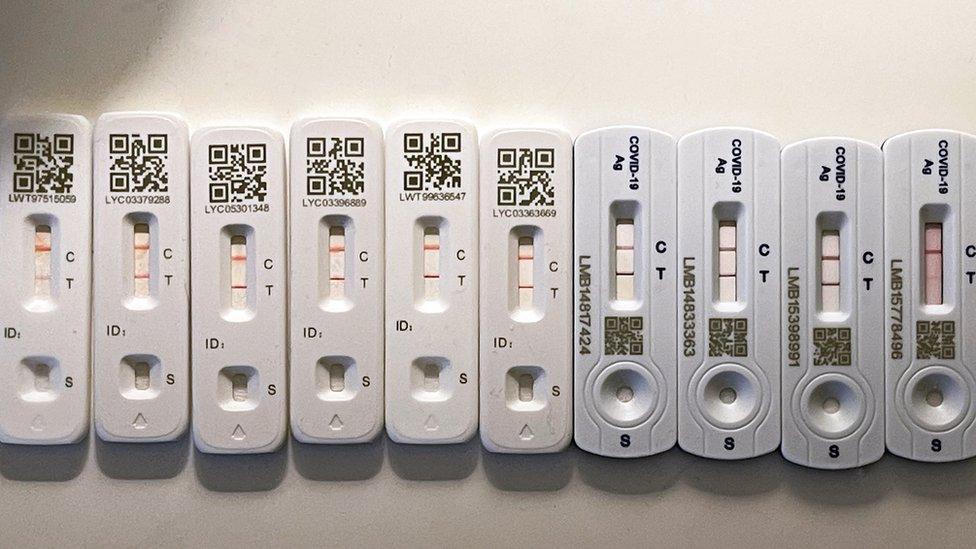 Line up of positive Covid tests