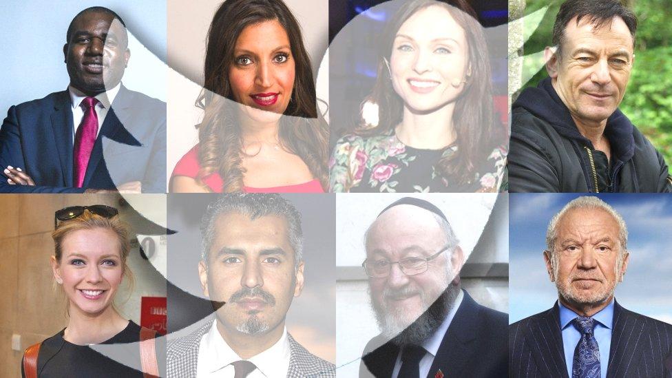 David Lammy, Rosena Allin-Khan, Sophie Ellis-Bextor, Jason Isaacs, Rachel Riley, Maajid Nawaz, Ephraim Mirvis, and Lord Alan Sugar