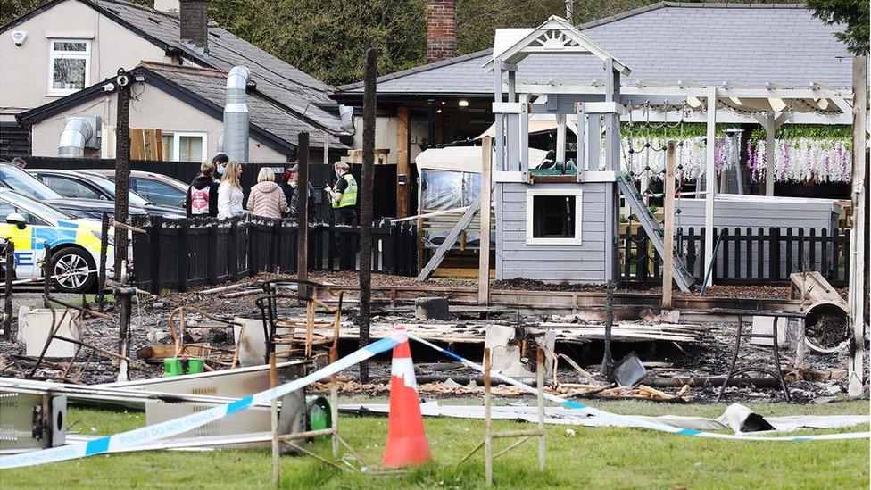 Fire at The White Horse, Tea Green