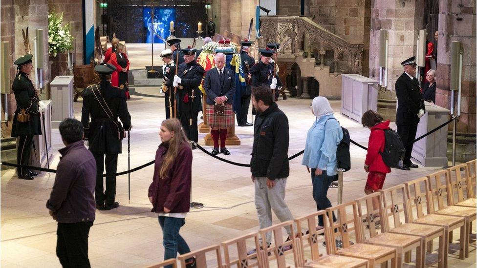 Queen's coffin at St Giles' Cathedral