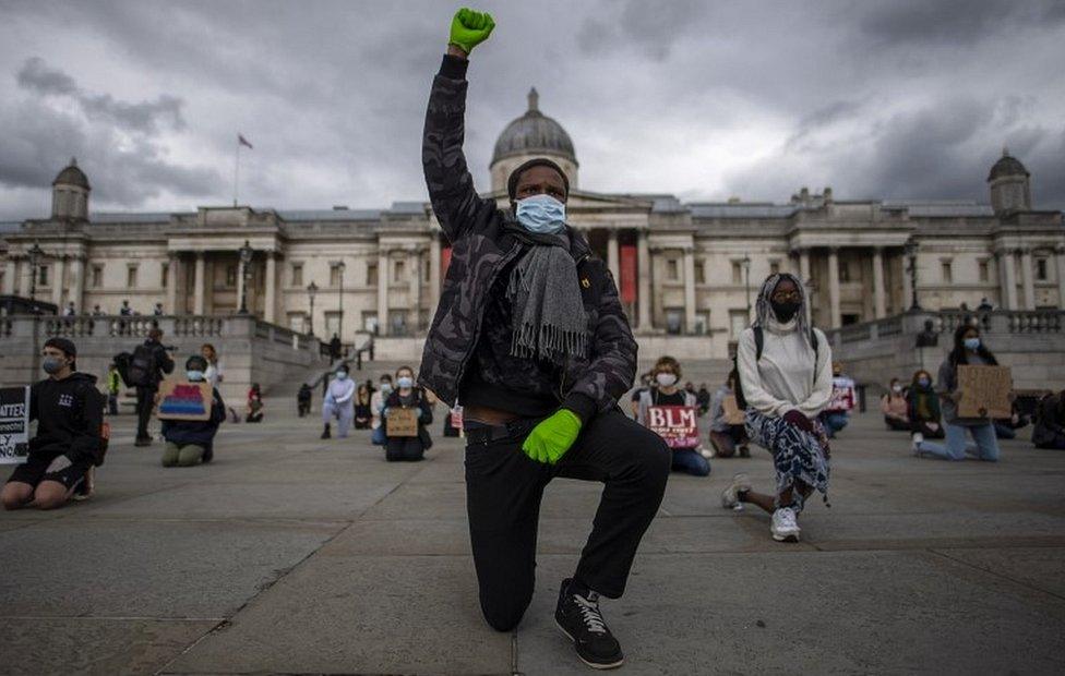 Demonstrators in Trafalgar Square