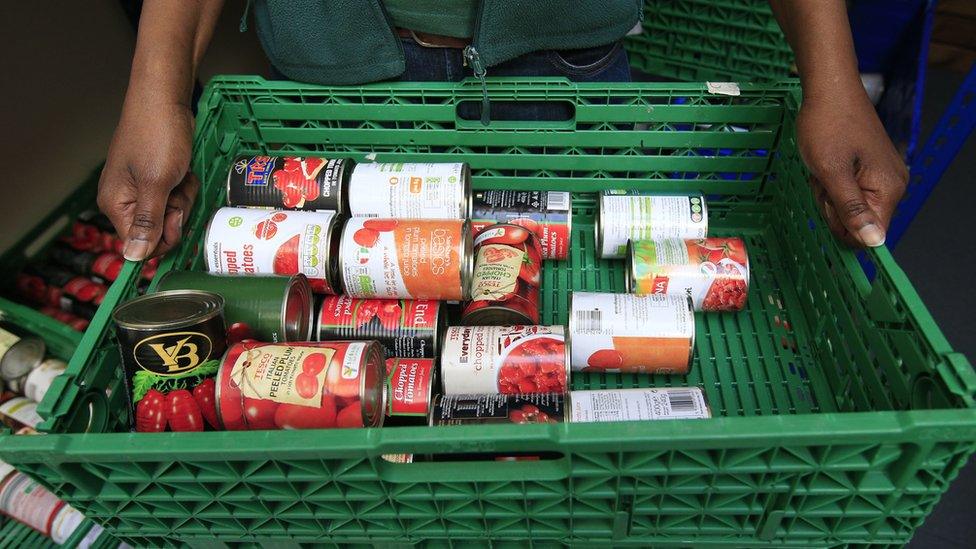 Stocks of food at a foodbank.