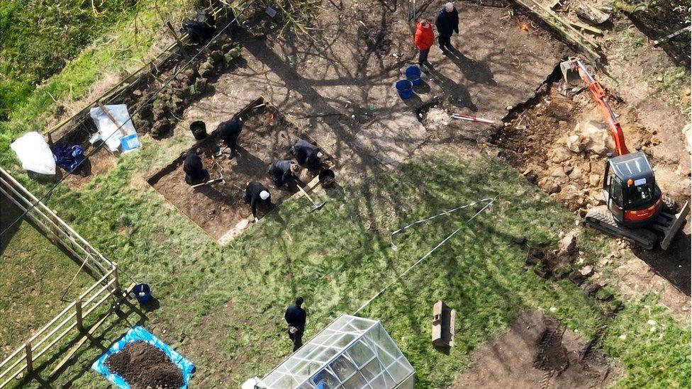 A police search of Stocking Farm in Hertfordshire