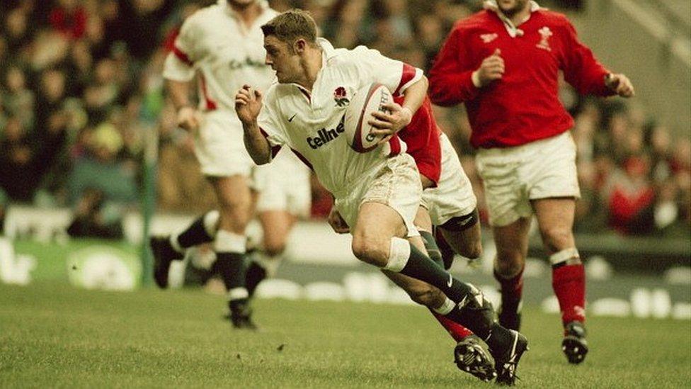 David Rees in action for England v Wales at Twickenham in 1998