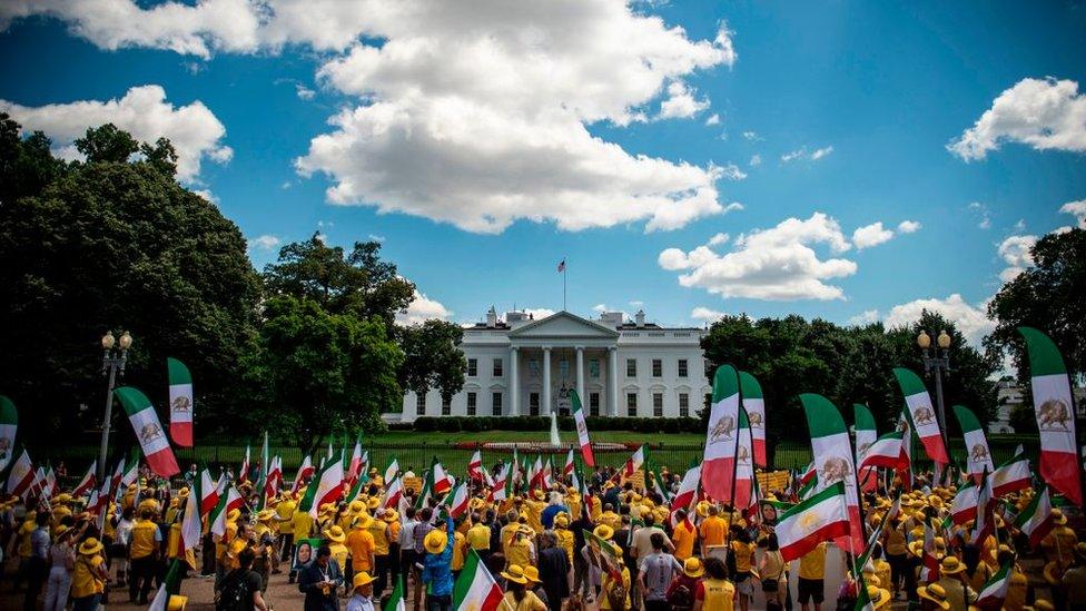 A pro-regime change rally outside the White House in June 2019