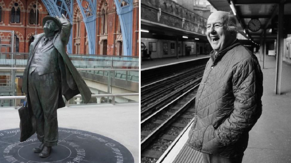 John Betjeman statue and in life