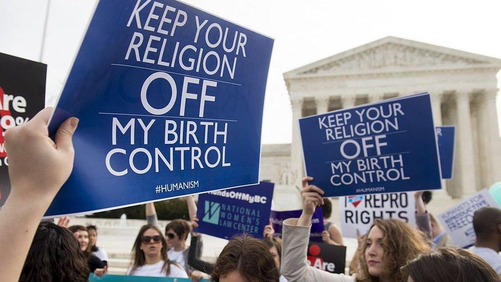 Protesters outside the Supreme Court in March when lawsuits were filed against the Obama-era rule