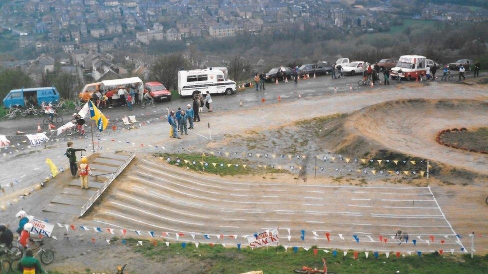 Bolehills BMX track with racing lanes in the 1980s