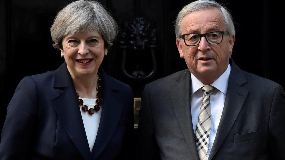 Theresa May with Jean-Claude Juncker