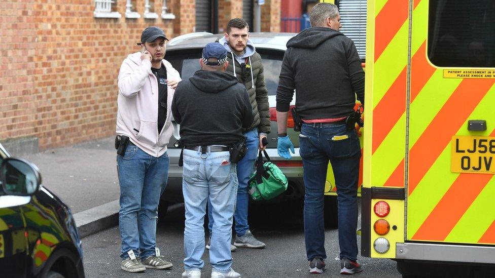 Officers in plain clothes attended the scene of a second violent incident just metres from the Bickley Road crime scene