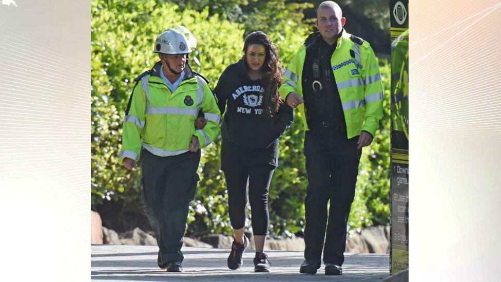 Vanisha Singh led away by paramedics