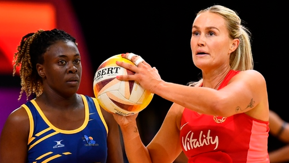 Chelsea Pitman of England playing at Netball World Cup