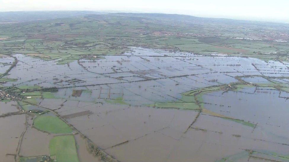 Aerial footage of the Somerset Levels