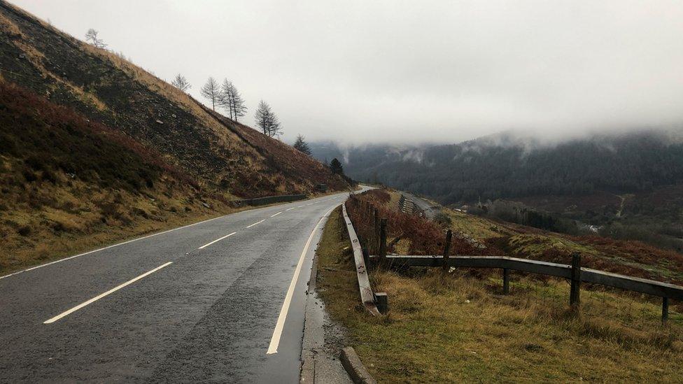 A road on Rhigos mountain road in Rhondda Cynon Taf