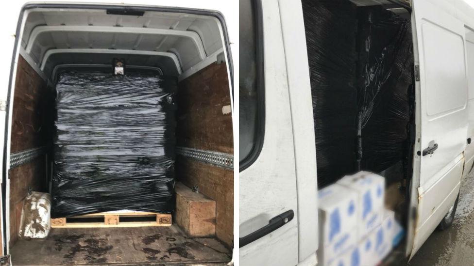 Van with cans of lager on board