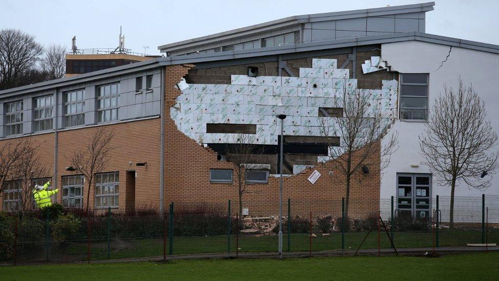 collapsed wall at Oxgangs Primary