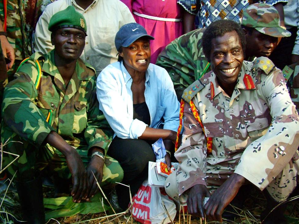 Betty Bigombe with LRA negotiator Brig Sam Kolo (right) in 2004