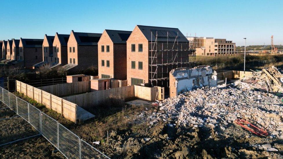 Houses being demolished