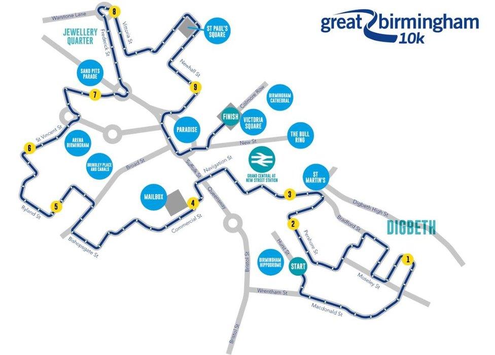 Great Birmingham 10K route in 2020