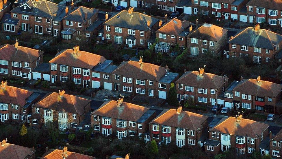 Aerial of houses in Newcastle