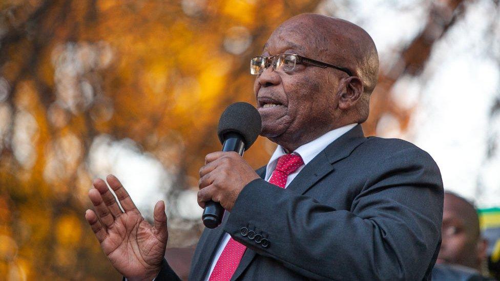 Former President, Jacob Zuma at a gathering outside The State Capture Inquiry on July 15, 2019 in Johannesburg