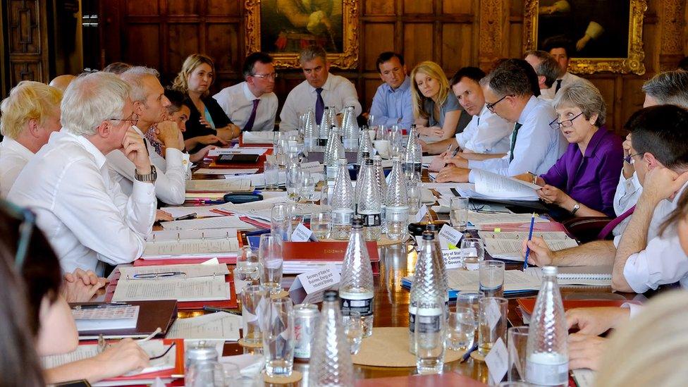 Theresa May presenting her plans to cabinet ministers at Chequers