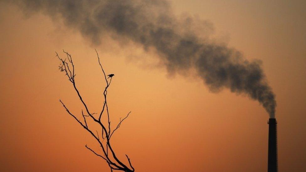 Smoke emits from the chimney of a factory in Delhi, India, Tuesday, Sept. 23, 2014