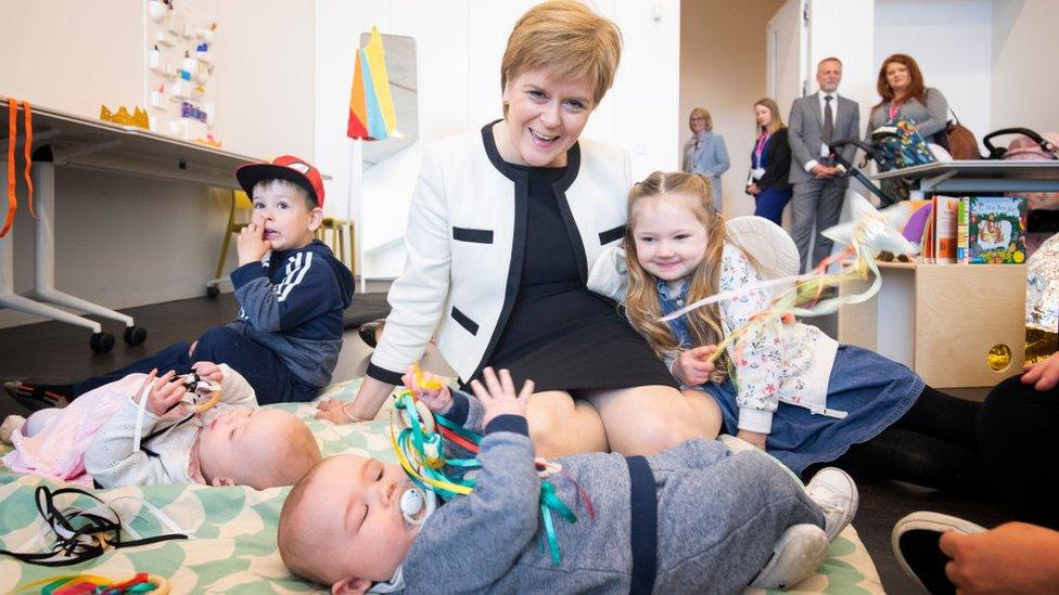 Nicola Sturgeon with babies