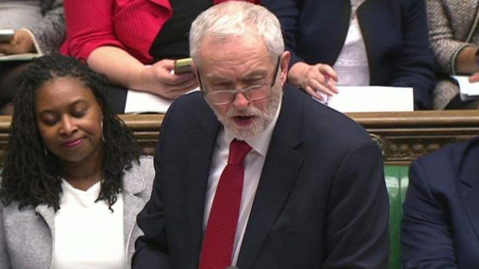 Labour leader Jeremy Corbyn at PMQ