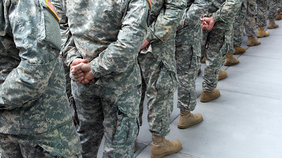 US soldiers lining up