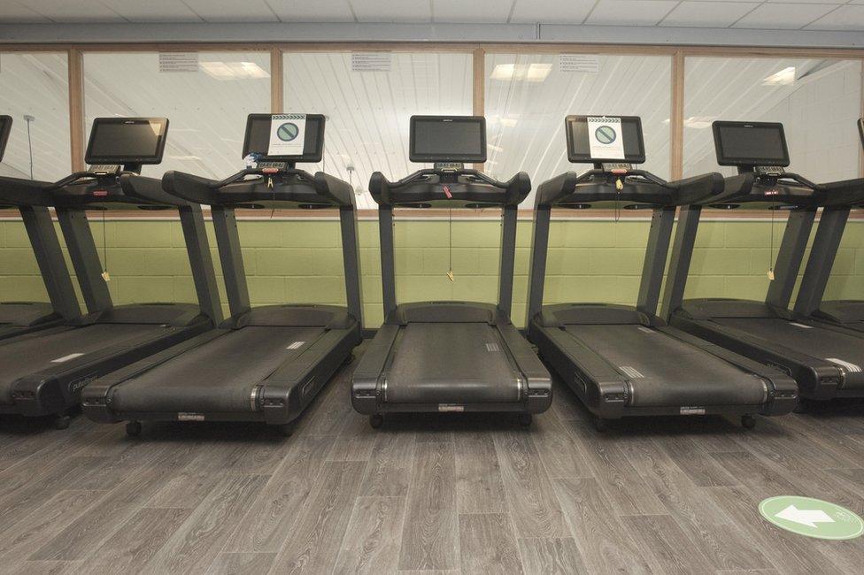 Empty treadmills inside Clacton Leisure Centre's gymnasium