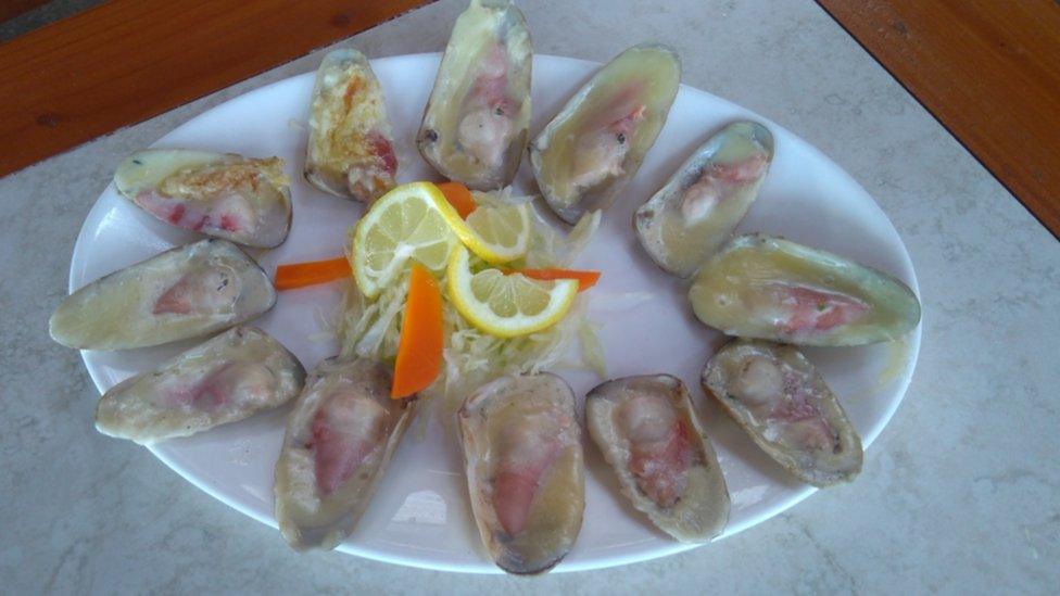 A plate of seafood at Juanita's restuarant